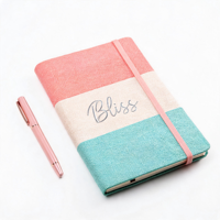 Carnet A5 en coton et lin, couverture rigide, reliure cousue, pages intérieures personnalisables pour usage scolaire et bloc-notes avec logo