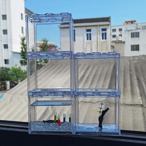 モダンな長方形シリンダー照明小型アクリルBetta水族館アクセサリー魚タンクデスクトップ用屋外パッケージ - Product Image 3