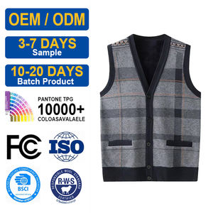 Nouvelle collection automne Xintong – <span class=keywords><strong>Gilet</strong></span> pull sans manches <span class=keywords><strong>en</strong></span> <span class=keywords><strong>maille</strong></span> à col <span class=keywords><strong>en</strong></span> V pour <span class=keywords><strong>homme</strong></span>, motif écossais, avec logo frontal, chaud et tendance - Product Image 1