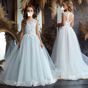 Lunghezza del pavimento di vendita calda il vestito dal Tutu di Tulle del partito della principessa delle neonate dei vestiti della ragazza di fiore di nozze più belli - Product Image 1