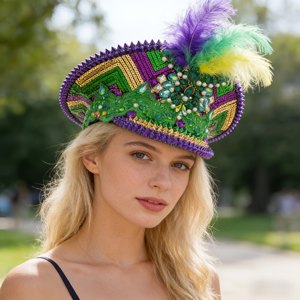 Sombrero de Capitán Steampunk con Pedrería y Logotipo Personalizado, Bajo MOQ, Ideal para Festivales de Disfraces y Desfiles de Boi <span class=keywords><strong>Bumba</strong></span> - Product Image 2
