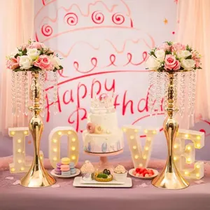 Tavolo per banchetti con perline di cristallo centrotavola per tenda matrimonio vetro fiori decorazione per feste fiori piedi centrotavola