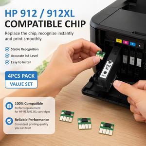 Puces de cartouche d'encre pour <span class=keywords><strong>HP</strong></span> <span class=keywords><strong>912XL</strong></span> 912 pour imprimantes OfficeJet Pro 8010 8012 8013 8014 8015 8017 8018 8020 8022 8023 8024 - Product Image 2