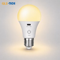 Ampoule LED SMD rechargeable Type-C, couleur RGB, intelligente, à intensité variable, base E27, sans fil, fonctionne sur batterie, minuterie, multicolore, télécommande