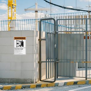 Panneau <span class=keywords><strong>de</strong></span> signalisation réfléchissant <span class=keywords><strong>de</strong></span> haute qualité avertissement porte mobile peut causer des blessures graves <span class=keywords><strong>mort</strong></span> métal Durable aluminium - Product Image 5