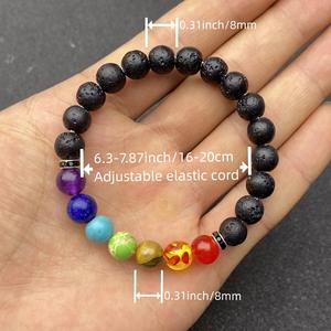 Pulsera de Piedras de <span class=keywords><strong>Lava</strong></span> Coloridas, Pulsera de Piedra Volcánica, Lapislázuli, Turquesa, Pulsera de Cristal Natural, Joyería Hecha a Mano al por Mayor - Product Image 3