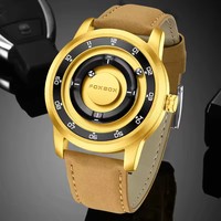 LIGE FB0047 Lévitation Magnétique Cadran sans Miroir Chronographe Ball Bual Track Turn Montre à Quartz pour Hommes Montre Aveugle Touch Time