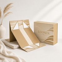 Boîte pliable en papier de luxe, motif naturel estampé or, fermeture magnétique monobloc pour produits de soin de la peau