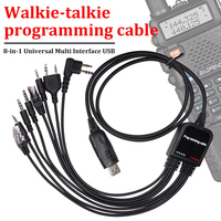 Kabel Pemrograman Walkie Talkie 8 in 1 untuk Radio Analog Baofeng Quansheng TYT, Antarmuka USB Universal, Kabel Data Penulisan Frekuensi