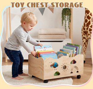 Étagère à livres mobile pour enfants avec roulettes, motif arc-<span class=keywords><strong>en</strong></span>-ciel, étagère à livres festonnée, boîte à jouets pour chambre d'enfant, fille ou garçon - Product Image 4