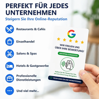 Carte NFC Google Review en PVC allemand CR80, carte de demande de commentaires numériques NFC avec code QR à scanner