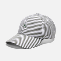Casquette de baseball non structurée en coton, 6 panneaux, avec sangle arrière réglable, logo brodé personnalisé, style Dad Hat à rayures, fabrication OEM ODM