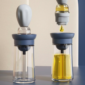 Bouteille en verre d'huile d'olive <span class=keywords><strong>de</strong></span> cuisson <span class=keywords><strong>de</strong></span> 180ml en gros pour usage en <span class=keywords><strong>cuisine</strong></span> avec brosse en silicone compte-gouttes - Product Image 1