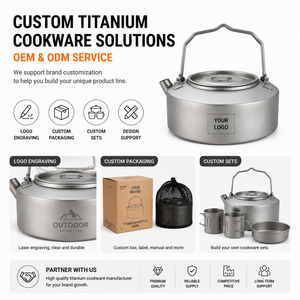 Bouilloire en titane pur 1L, ustensile de cuisson ultraléger pour équipement de camping en plein air de grande capacité, théière de randonnée en titane - Product Image 6