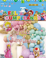 Super Mario Theme Grün Blau Lila Latex Ballon Spanisch Alles Gute zum Geburtstag Dekoration liefert Party Ballon Sets