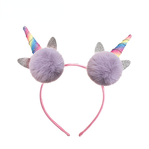 Bandeau pour cheveux coréen mignon et doux pour adultes, pompon arc-en-ciel, bandeau fantaisie <span class=keywords><strong>licorne</strong></span> pour bébés filles - Product Image 4