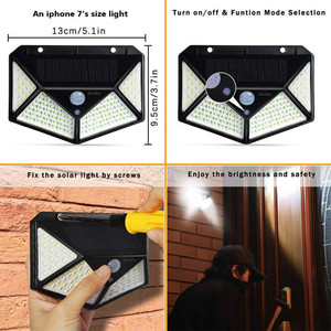 <b>Solar</b> Wall Lamp 100LED LED Cool White Light Water Resistant Outdoor Courtyard <b>Lighting</b> - Product Image 5