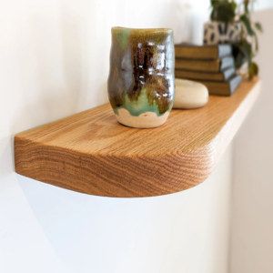 Thick <strong>Oak</strong> Floating <strong>Shelf</strong> with Rounded Corners Wooden <strong>Wall</strong> <strong>Shelves</strong> for Bathroom Living Room Storage Holders &amp; Racks - Product Image 2
