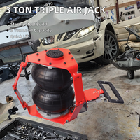 Cric pneumatique triple sac 3 tonnes à levage rapide pour réparation automobile en garage avec tuyaux en acier rouges – Catégorie de produit : Cric de voiture
