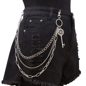 จี้กุญแจสไตล์เรโทรสุดเท่ห์ สายคาดเอวโลหะหลายชั้น สำหรับใส่ทุกวัน แฟชั่นฮิปฮอปสำหรับทุกเพศ  โซ่คล้องตัว  ทำจากโลหะผสมสังกะสี - Product Image 6