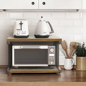Iron And Wood Storage Rack 2 Tier <b>Desktop</b> Organizer Natural Wood Color Rectangle Standing Type Office Use - Product Image 3