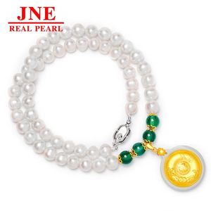 Kalung Mutiara Alami Hetian Jade Emas Ping an Fu Kalung Mutiara Hadiah Ibu untuk Orang Tua Hari Ibu - Product Image 5