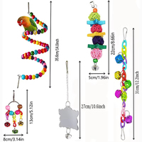 Ensemble de 7 jouets pour perroquets en bois avec logo personnalisé, accessoires pour oiseaux, balançoire, pont suspendu, cage à balles, clochettes, fournitures pour animaux de compagnie