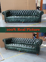 Canapé modulaire en cuir PU Chesterfield moderne américain à trois places en forme de L avec rembourrage en éponge, mobilier de salon haut de gamme pour villa