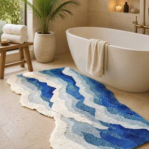 <span class=keywords><strong>Tapis</strong></span> de chambre à coucher esthétique à tufting, motif océan, doux et moelleux, avec vagues panoramiques, <span class=keywords><strong>tapis</strong></span> de chevet, <span class=keywords><strong>tapis</strong></span> de sol, paillasson, décoration intérieure - Product Image 3