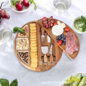Plateau de service rond en bois Shijie avec design rotatif pour les collations et les plateaux de fromages - Product Image 4