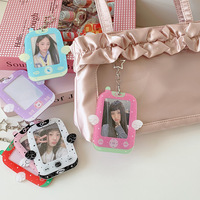 Porte-cartes Kpop en acrylique de 3 pouces, style Ins, avec motif ailes de dessin animé, forme de téléphone, étoile évidée, petit format Guka, avec porte-clés