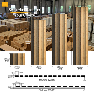 Panneaux acoustiques en fibre <span class=keywords><strong>de</strong></span> polyester et lattes <span class=keywords><strong>de</strong></span> bois Selin, design moderne européen-<span class=keywords><strong>américain</strong></span>, décoration murale, absorption acoustique NRC 1.0, écologiques - Product Image 5