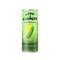 Cóctel de Proteína de Suero de Leche con Limón y Pepino, 10% ABV, Sin Azúcar, Bebida Proteica Fitness con Alcohol, 330ml, Bebida Proteica Enlatada Refrescante