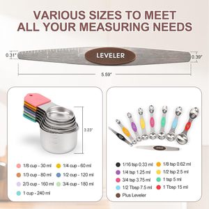 Juego <span class=keywords><strong>de</strong></span> Tazas y <span class=keywords><strong>Cucharas</strong></span> <span class=keywords><strong>Medidoras</strong></span> Alienbull <span class=keywords><strong>de</strong></span> 16 Piezas, Acero Inoxidable 304, Diseño Magnético Resistente, 7 Tazas, 8 <span class=keywords><strong>Cucharas</strong></span> - Product Image 4
