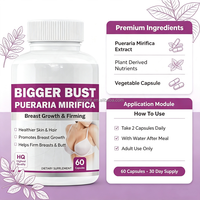 60 Capsules de Pueraria Mirifica de Haute Qualité, Extrait Naturel de Racine, Complément Herbal Végétalien pour le Soutien Hormonal Féminin