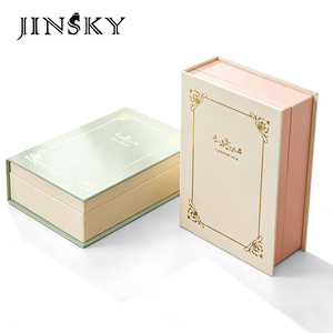 JINSKY Notebook Style Color Block Jewelry <b>Box</b> Flip Lid Storage Organizer For <b>Earrings</b> Rings And Small Trinkets - Product Image 1
