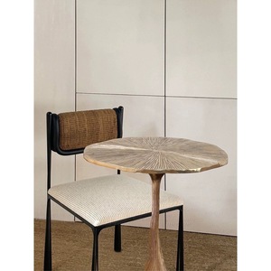 Chaise de salle à manger vintage, structure en métal, siège rembourré, style Wabi Sabi, pour usage domestique, adulte - Product Image 3