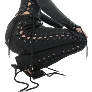 Schnür-Baumwoll shorts für Damen mit hoher Taille Sommer Bequemes, atmungsaktives Krepp-Casual-Design mit kurzen und langen Oberteilen - Product Image 1