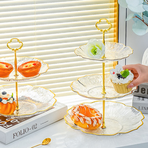 Luxury Fruit Platter 3 Tier Plastic Dessert Stand For Living Room Coffee <b>Table</b> Snack Candy Display New Chinese Style - Product Image 3