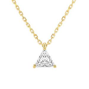 Collana con Pendente a Diamante Taglio Triangolare Placcata in Oro Giallo, Catena Minimalista Unisex per Uso Quotidiano - Product Image 1