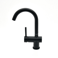 Robinet mélangeur monocommande SANIPRO noir avec cartouche céramique, rotation à 360 degrés, en acier inoxydable pour évier de cuisine