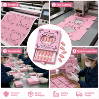 Boîte à ongles personnalisée en matériaux recyclés biodégradables écologiques avec design gratuit, emballage personnalisé, gaufrage quadricolore, ongles à paillettes