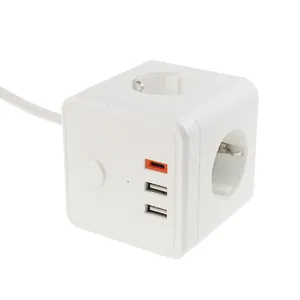 Tira de alimentación USB para enchufe de la UE, cargador inalámbrico con adaptador de corriente, enchufe Popular, 20W, PD