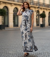 Nouvelle Robe de Soirée Florale Plissée Deux Pièces avec Foulard, Modèle K1185, Collection 2026, Très Vendue, Idéale pour Banquets et Fêtes