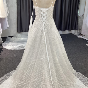 Jancember TY23T35 Robes de mariée en tulle français sexy à bretelles spaghetti A-line - Product Image 6