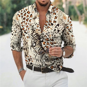 Échantillon gratuit Nouveaux chemises pour hommes Chemises décontractées à imprimé héraldique <span class=keywords><strong>rouge</strong></span> Manches longues Hauts Vêtements pour hommes Cardigan de fête hawaïen - Product Image 3