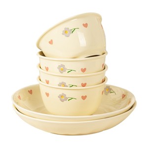 <strong>Cream</strong> Wind Rice Rice Bowl Home 2024 New Dish Set Home Lovely Rice Bowl Plate Tableware - Product Image 1