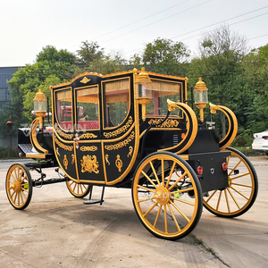 Carruaje real de calabaza estilo Cenicienta, tirado por caballos, para bodas de princesas, carruaje real negro de lujo para exteriores. - Product Image 1