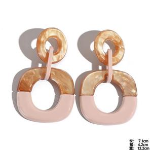 Kustom logo akrilik anting besar untuk wanita antik geometris Resin panjang lingkaran Drop anting perhiasan - Product Image 4