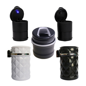 <b>Car</b> Ashtray With Led <b>Light</b> Flip Cover Portable Universal For <b>Car</b> <b>Interior</b> Diamond Design Stainless Steel Grade A B - Product Image 4